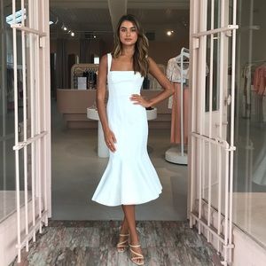 Ivory - Mawson Square-Neck Stretch-Knit Midi Dress White